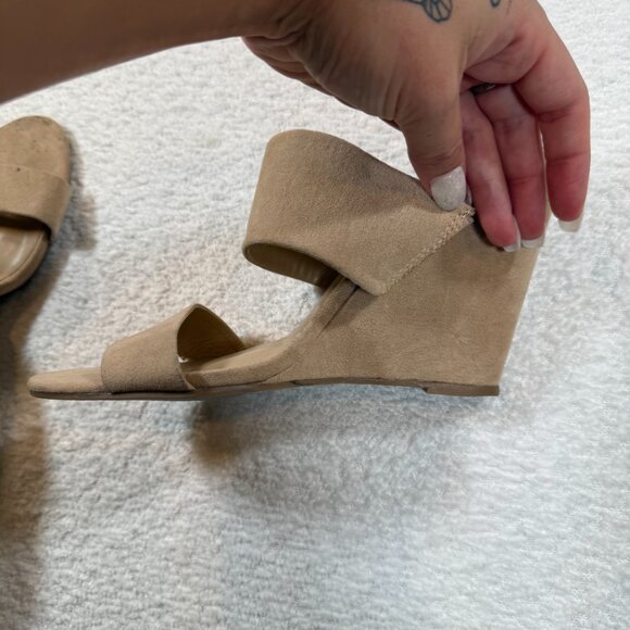 Lulus Biava Natural Suede Wedge Sandals womens size 9 nude - Picture 6 of 8